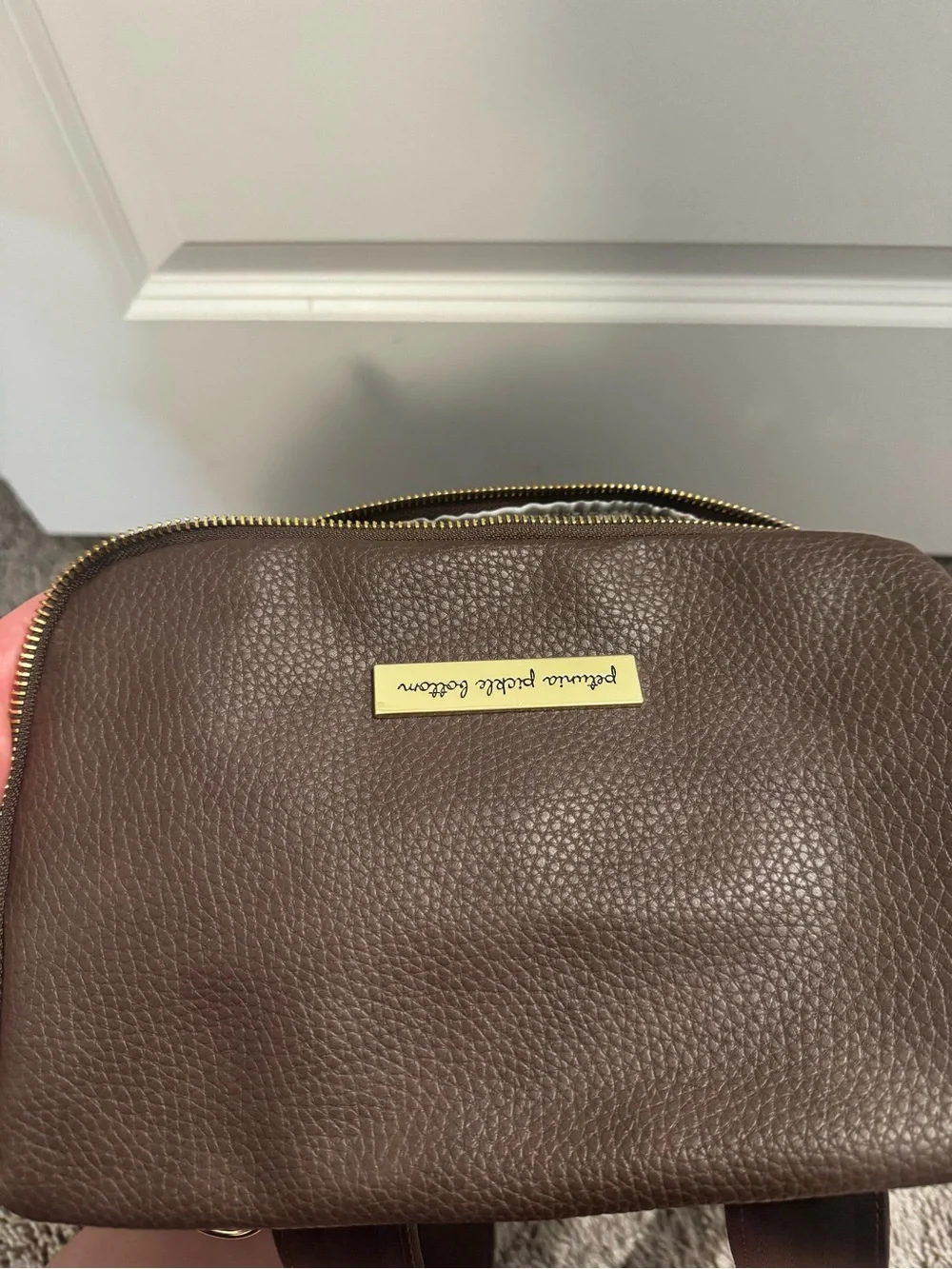 Petunia Pickle Bottom Chocolate Brown Leather Backpack